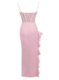 JULIA PINK LACE CORSET MAXI DRESS