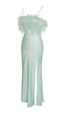 YANA MINT FEATHER MAXI DRESS