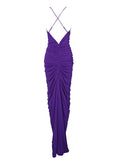 GINA PURPLE DEEP V BACKLESS MAXI DRESS