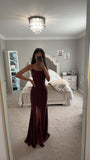 BURGUNDY SATIN GOWN