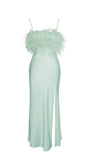 YANA MINT FEATHER MAXI DRESS