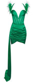 WILMA EMERALD SATIN CORSET DRAPING MINI DRESS