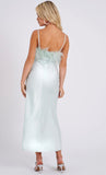 YANA MINT FEATHER MAXI DRESS