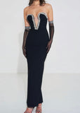 BLACK CRYSTAL EMBELLISHED MAXI DRESS