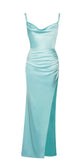 TIFFANY BLUE HIGH SLIT BACKLESS GOWN