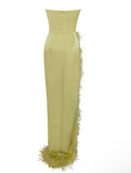 PERRY OLIVE FEATHER GOWN