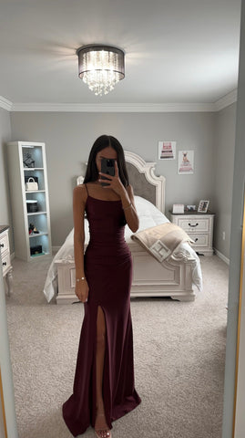 BURGUNDY SATIN GOWN