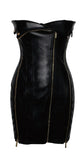 ANORA BLACK LEATHER MINI DRESS