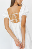 SHORT SLEEVE BACK TIE DETAIL BABYDOLL MINI DRESS