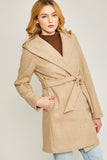 FLEECE BELTED HOODED JACKET