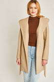 FLEECE BELTED HOODED JACKET