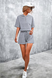 CROP ZIP UP HOODIE AND SHORTS SET