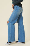 DISTRESSED WIDE LEG JEANS