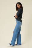 DISTRESSED WIDE LEG JEANS