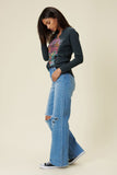 DISTRESSED WIDE LEG JEANS