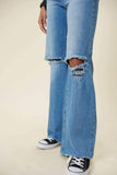 DISTRESSED WIDE LEG JEANS