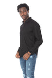 CAMICIA IN COTONE NERA A MANICHE LUNGE CON BOTTONI