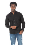 CAMICIA IN COTONE NERA A MANICHE LUNGE CON BOTTONI