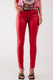 RED MATTE LEATHER PANTS