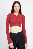 LONG SLEEVE BUTTON UP CROP TOP