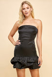 SATIN STRAPLESS MINI DRESS