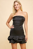 SATIN STRAPLESS MINI DRESS