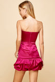 SATIN STRAPLESS MINI DRESS