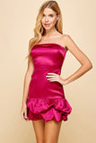 SATIN STRAPLESS MINI DRESS