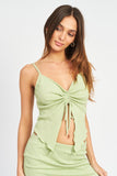 RUCHED CAMI TOP WTIH SMOCKING