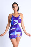 PRINT HALTER MINI DRESS