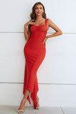 RUCHED SWEETHEART NECKLINE MAXI DRESS