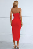 DRAWSTRING DETAIL SPLIT BANDAGE DRESS