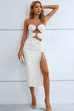 DRAWSTRING DETAIL SPLIT BANDAGE DRESS