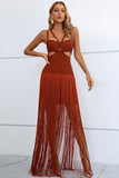 CUT OUT STRAP NECKLINE MAXI DRESS