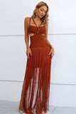 CUT OUT STRAP NECKLINE MAXI DRESS