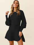 LANTERN SLEEVE CADUAL SWEATER DRESS