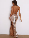 SEQUIN BACKLESS MAXI DRESS