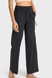 DRAWSTRING WAIST WIDE LEG SPORTS PANTS