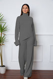 TURTLENECK SHOULDER DROP AND PANTS SWEATER SET