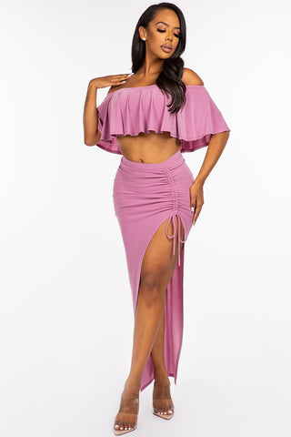 OFF SHOULDER TWO PIECE MAXI SET