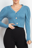 PUFF SLEEVE CARDIGAN TOP SET