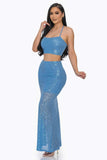 BLUE SEQUIN MAXI DRESS