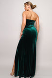 STRAPLESS SWEETHEART VELVET MAXI DRESS