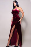 STRAPLESS SWEETHEART VELVET MAXI DRESS