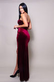 STRAPLESS SWEETHEART VELVET MAXI DRESS