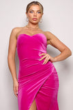 STRAPLESS SWEETHEART VELVET MAXI DRESS