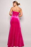 STRAPLESS SWEETHEART VELVET MAXI DRESS