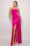 STRAPLESS SWEETHEART VELVET MAXI DRESS