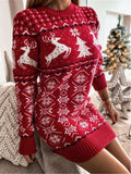 REINDEER ROUND NECK SWEATER DRESS