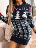 REINDEER ROUND NECK SWEATER DRESS